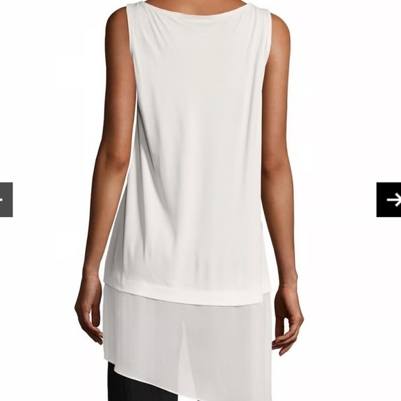 Eileen Fisher Cream Silk Jersey & Chiffon Tunic Top - Picture 7 of 10